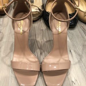 Patent nude Authentic YSL strap heel